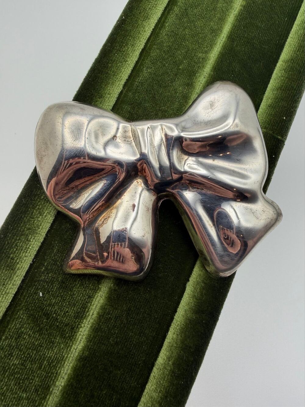 Vintage Mexico STERLING SILVER pendant Jumbo Bow Ribbon 925 Taxco